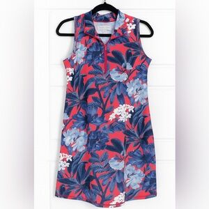 Tommy Bahama Aubrey Faraway Blooms Island Zone Red and Blue Floral Mini Dress